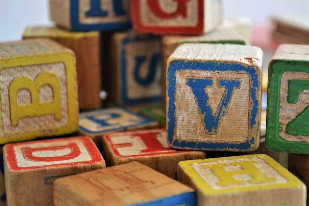 These colorful, scuffed blocks are part of a collection I purchased from a sweet elderly couple who kept them in a box for their grandchildren. Their grandchildren long-grown, they were happy to share them with me.